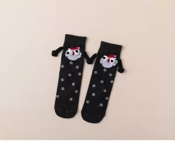 Couple magnetic handle Christmas hand socks in various festive designs
