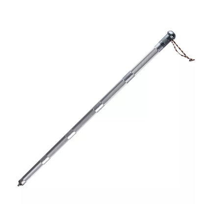Silver aluminum alloy folding hiking stick for outdoor defense and trekking