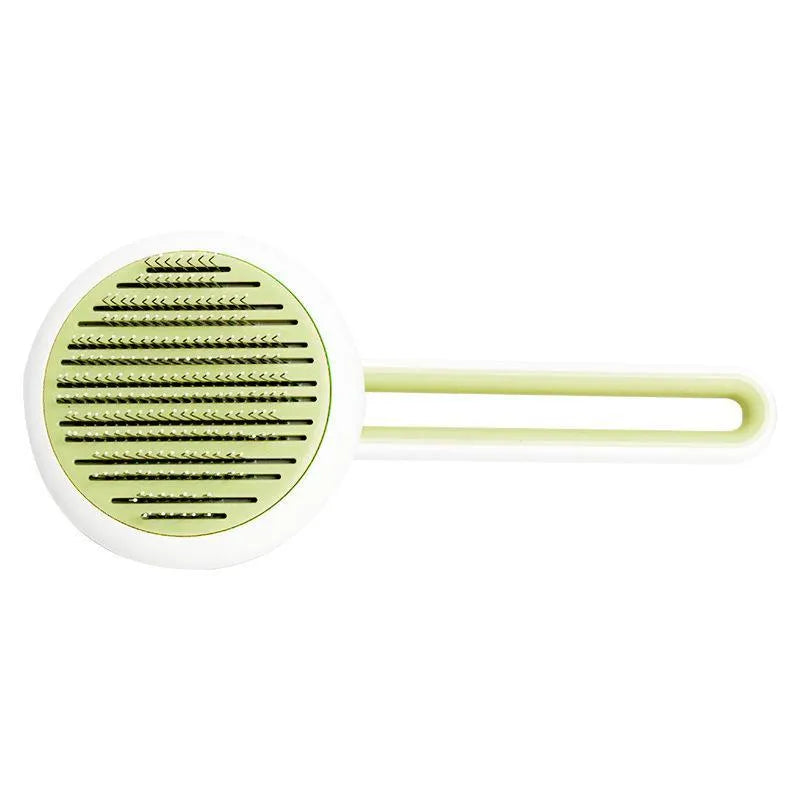 Automatic pet grooming comb with stainless steel pins and hair release button in candy colours