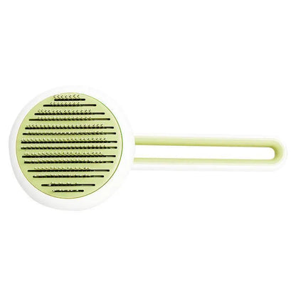 Automatic pet grooming comb with stainless steel pins and hair release button in candy colours