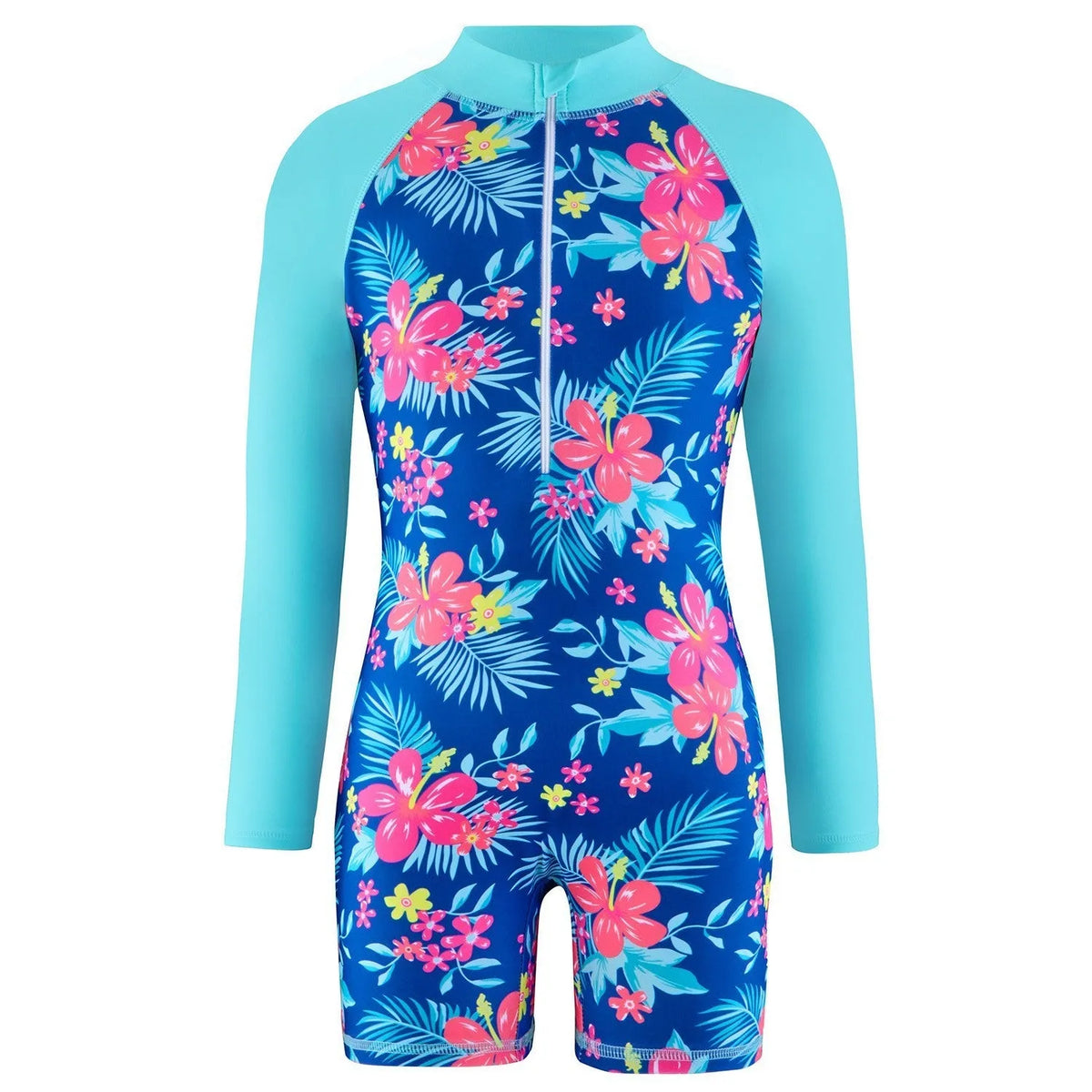 Girls' one-piece polyester swimsuit for swimming and wading, sizes 100cm to 150cm, eight colours