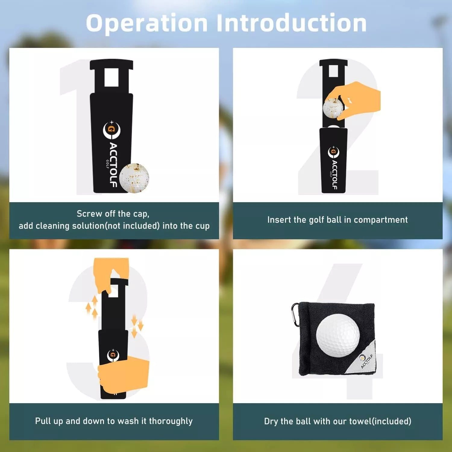 Portable golf ball cleaner with black ABS construction