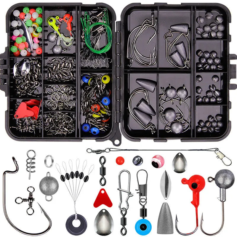 Weihe 257-piece fishing lure and hook accessories kit in an orange ABS plastic tackle box