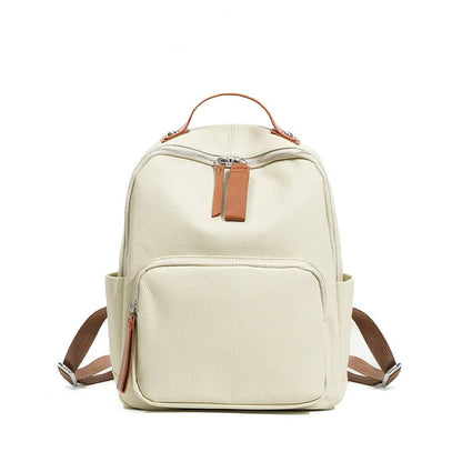Women's leather backpack in urban simplicity style with organised internal compartments