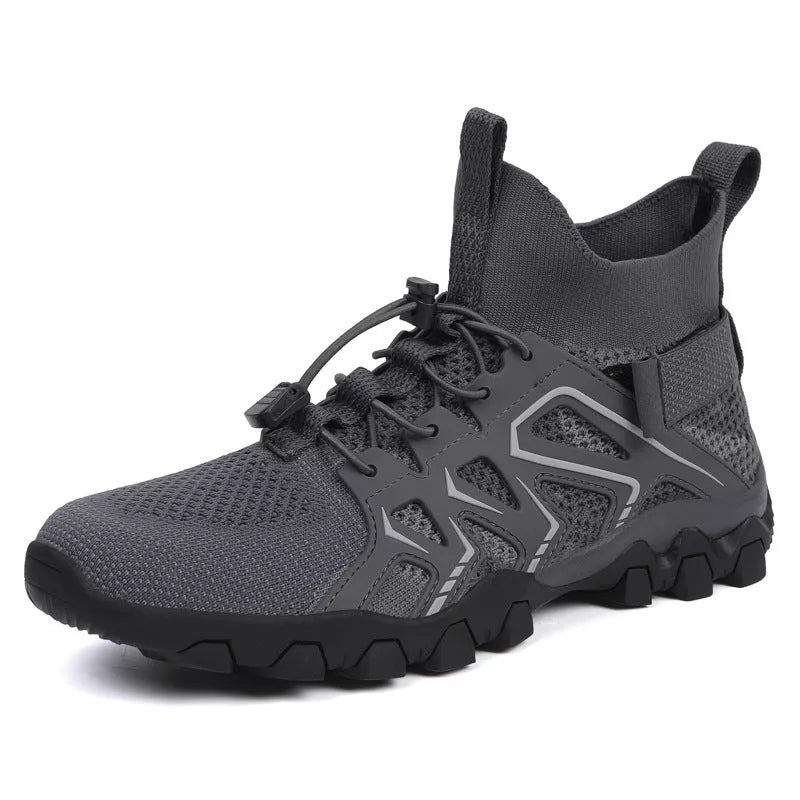 Men's and women's elastic outdoor hiking shoes with breathable cloth lining and rubber soles