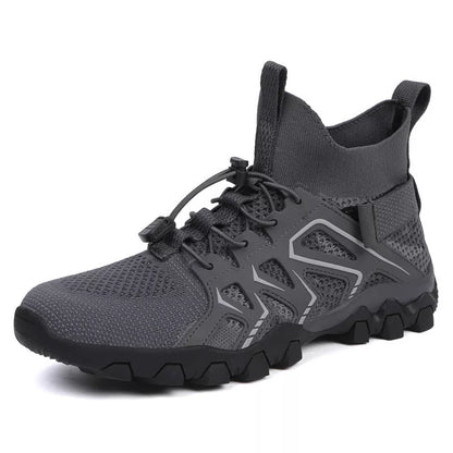Men's and women's elastic outdoor hiking shoes with breathable cloth lining and rubber soles