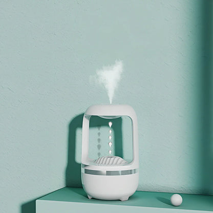 White or black anti-gravity water drop humidifier with atmospheric lamp and USB cable
