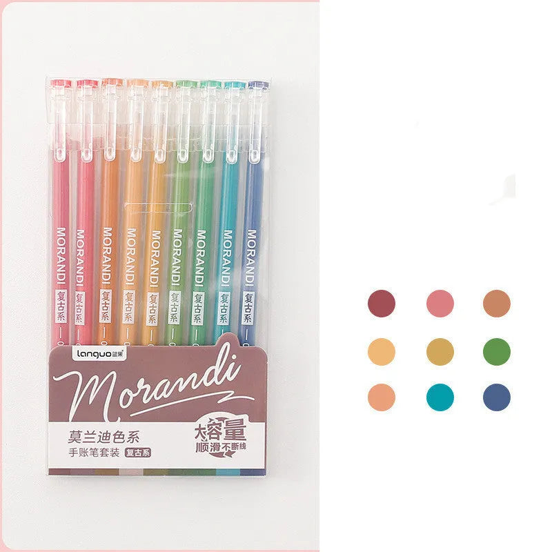 Retro hand account set gel pens with 0.5mm needle tip in Nordic, Retro, Salt, or Sweet series, plastic shell, 15.2cm x 8.5cm