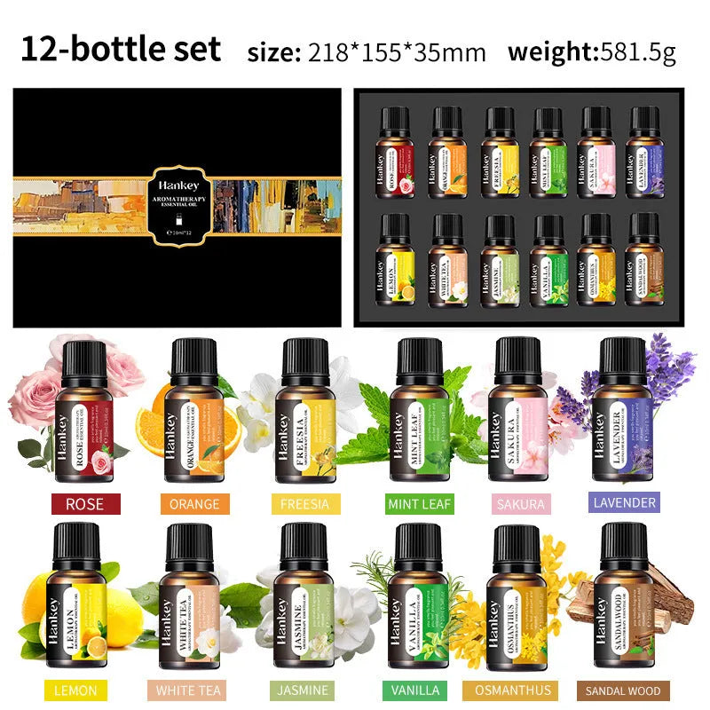Boxed set of water-soluble aromatherapy essential oils for fresh air diffusion