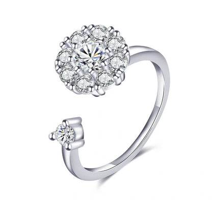 Women's adjustable rotatable butterfly ring with zircon inlay, available in multiple colors