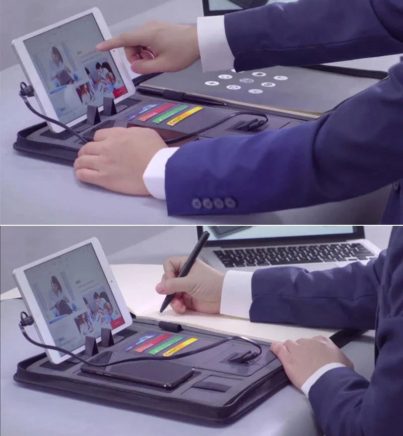 Premium Business Organizer with Wireless Charging Power Bank, File Holder, and Notepad