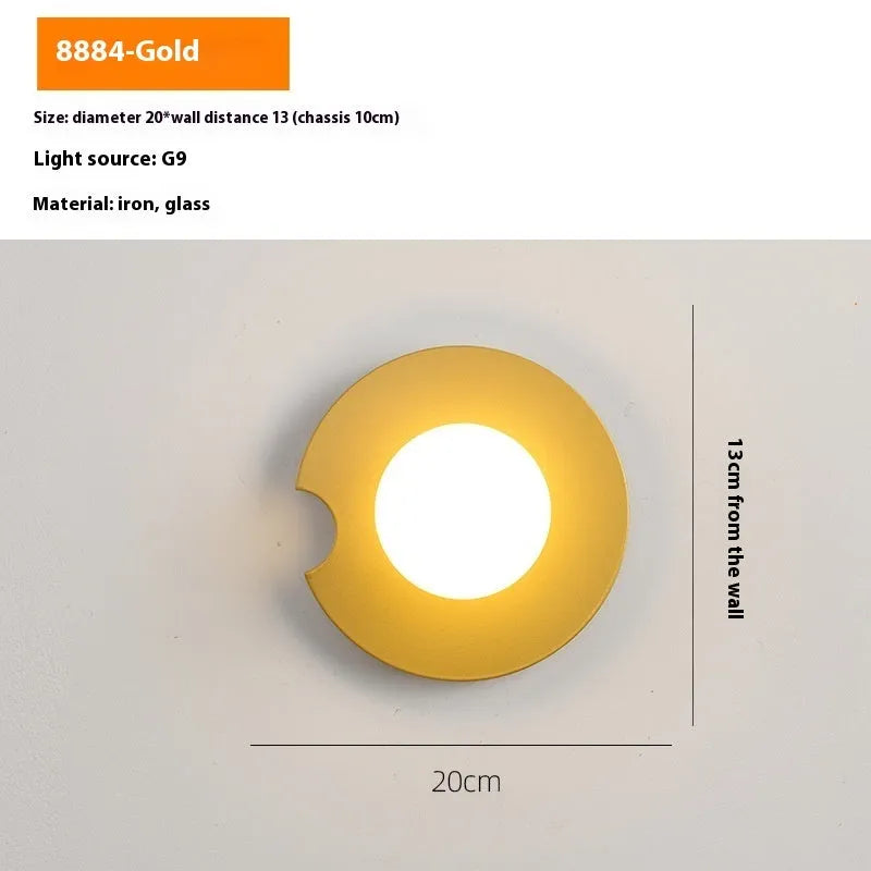 Glass wall lamp in black or gold for bedroom bedside and background wall, 220V, 7W light options