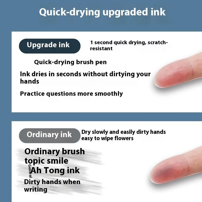 One Second Quick-drying Refill Neutral Push Bullet in black, red, blue, and ink blue colours with 500m writing length