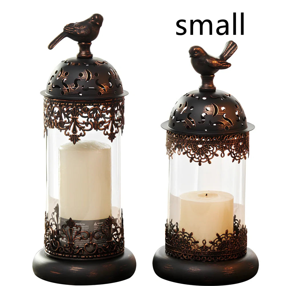 Iron baking paint candle holder in black 14x35cm size for home festive decoration