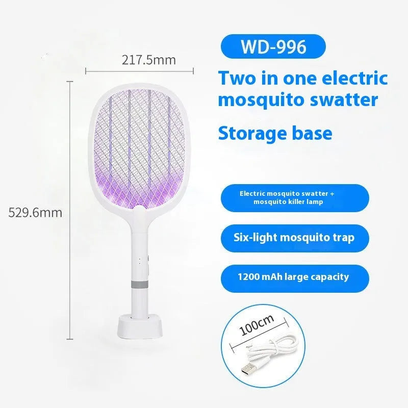 Rechargeable electric mosquito swatter in ABS plastic, 4000V grid for 11-20 m² rooms, colours 959 and 996