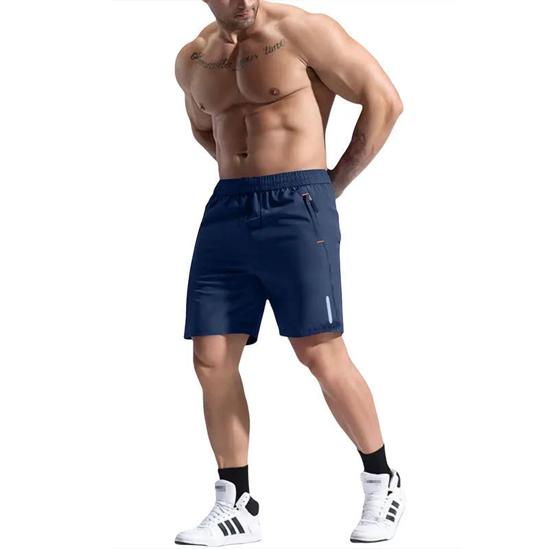 Men's bamboo blend sports shorts in army green with an elastic drawstring waist.
