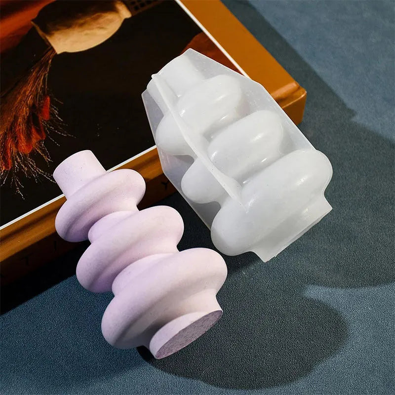 Three layer circle vase ornaments silicone mould in irregular shape