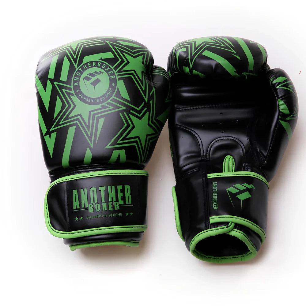 Pair of 10oz Sanda children boxing gloves in blue red type A, PU material with vertical style padding