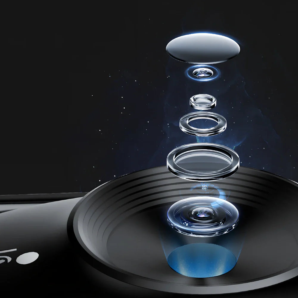 Automatic tracking stabilizer in black with 360 degree rotation on desk, USB connected, 175.2 x 54.8 x 57mm size