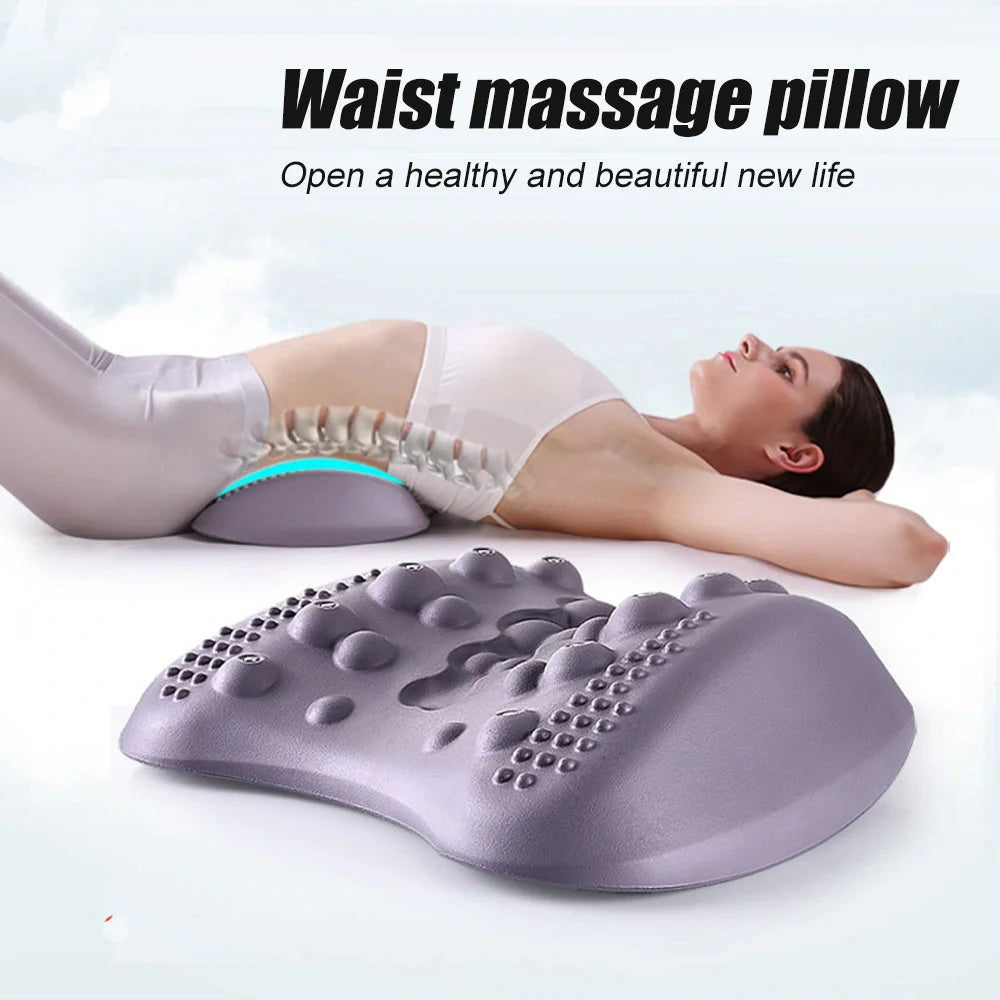 Butterfly-shaped lumbar support pillow with magnetic nodes for back pain relief