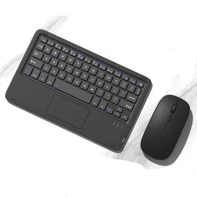 Bluetooth wireless keyboard and mute mouse set in compact 24.8cm design with charging cable