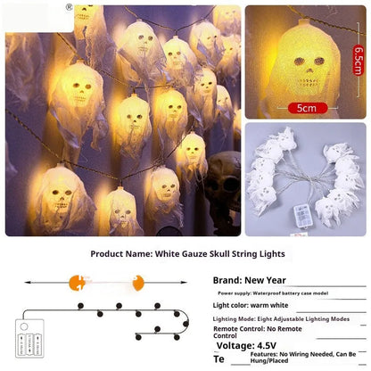 Halloween battery-powered LED light string in plastic housing for indoor wall decoration