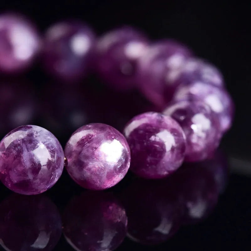 Purple Grandmother Crystal Bracelet with geometry-shaped polished beads in 5A grade purple colour, showing single circle design