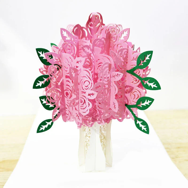 Enchanting 3D pop-up wedding invitation cards with laser-cut designs and floral motifs