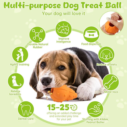 Stuffable dog toy with hollow interior for treats, natural rubber and cotton construction, 30cm length, for small medium breeds