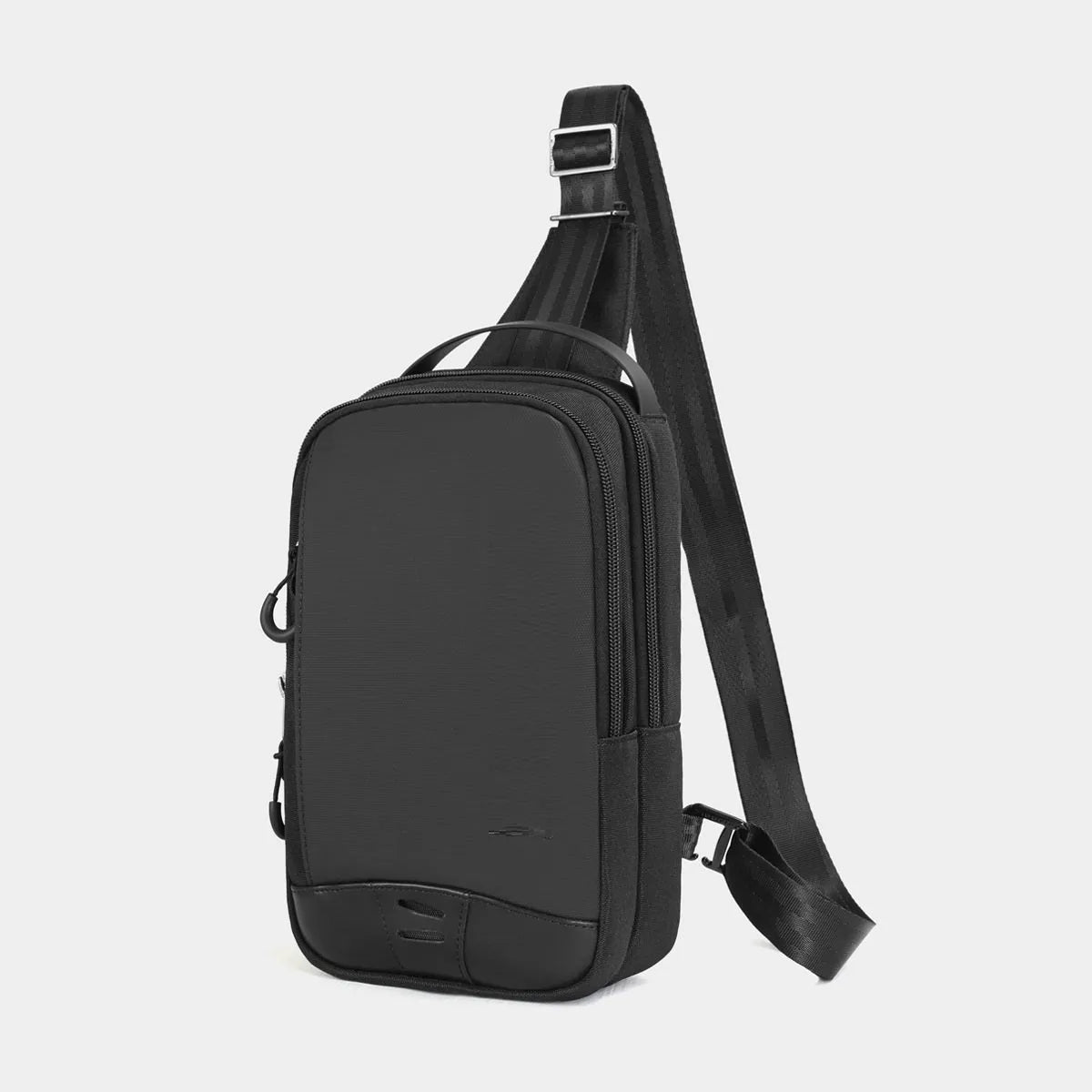 Casual black TPU camouflage chest bag with single shoulder strap and soft handle in square vertical model