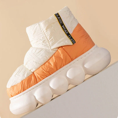 Women's winter ankle boots with down cloth upper and EVA sole in various colors