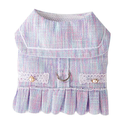 Salem purple or pink polyester pet clothing for a small dog or cat, showing the garment's fit.