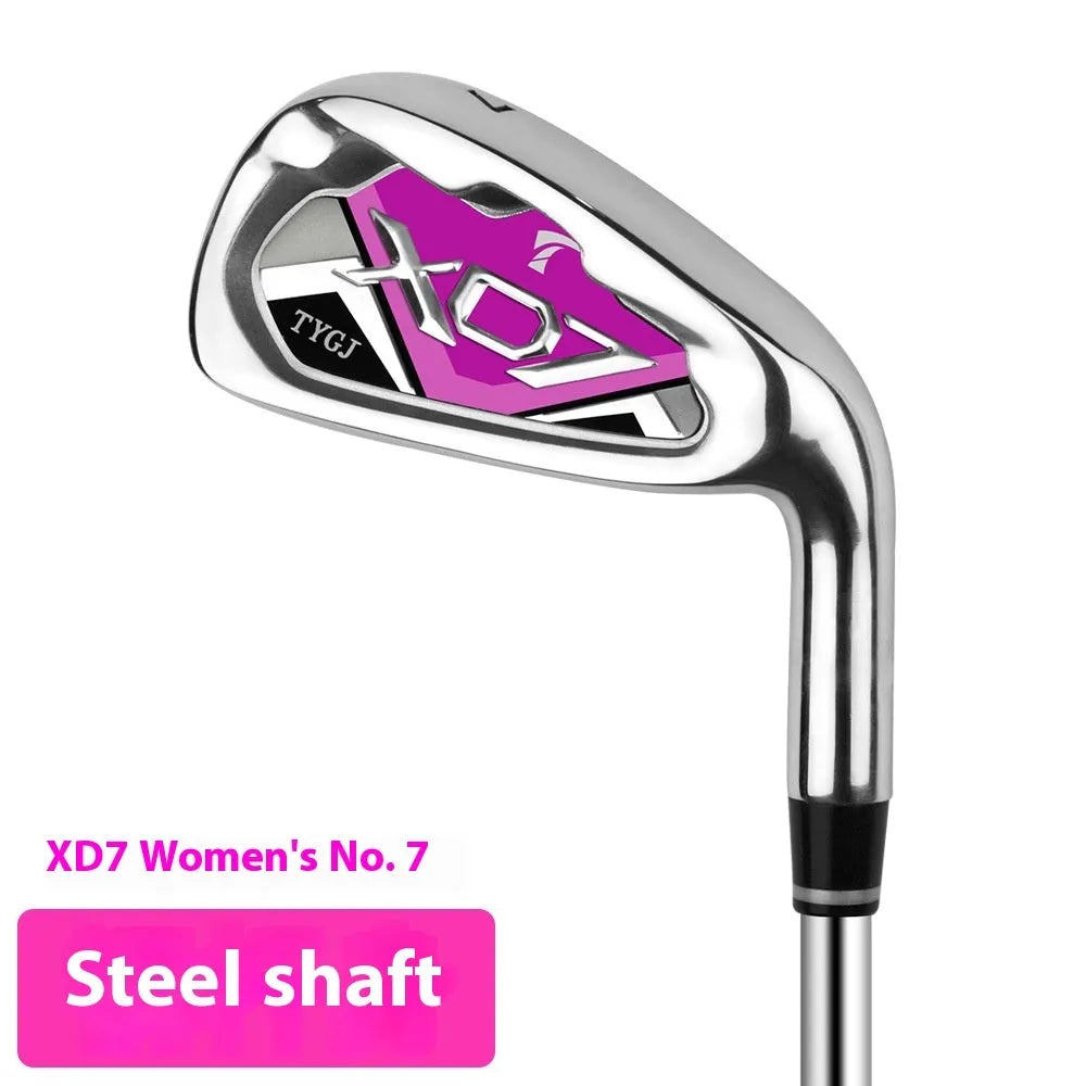 Golf club with steel or carbon shaft in men red, men blue, women purple, or lady purple colour option