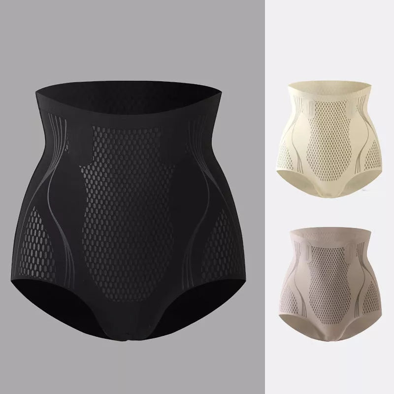 Liquid Spandex High Waist Pants for belly contraction and hip lifting in black, coffee, and milky white