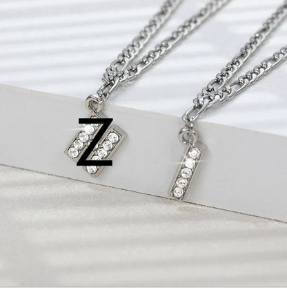 Personalized Stainless Steel Letter Anklet with Sparkling Zircon Accents
