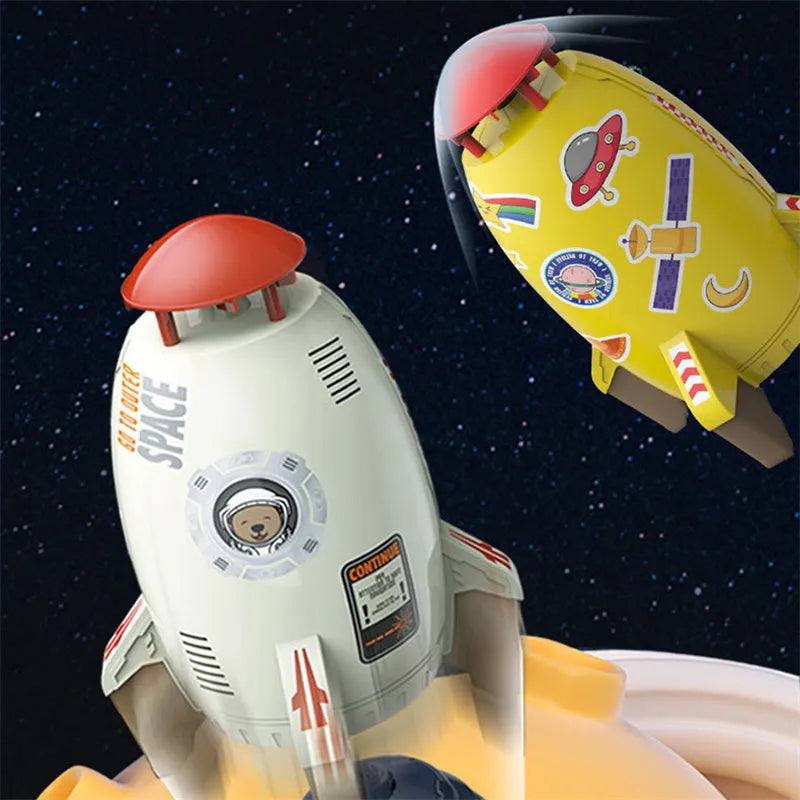 Outdoor water pressure rocket launcher toy for children's garden play with plastic construction