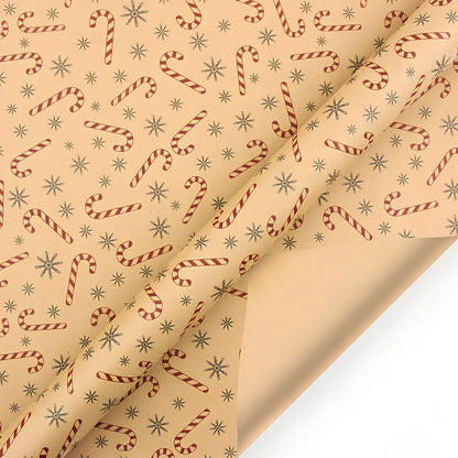 Vintage Christmas kraft wrapping paper showing one of six designs with 80g weight specification