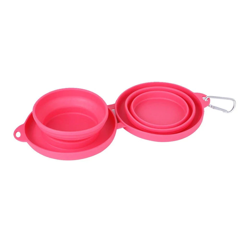 Spill-Proof Foldable Double Pet Bowls with Non-Skid Silicone Base for Food and Water