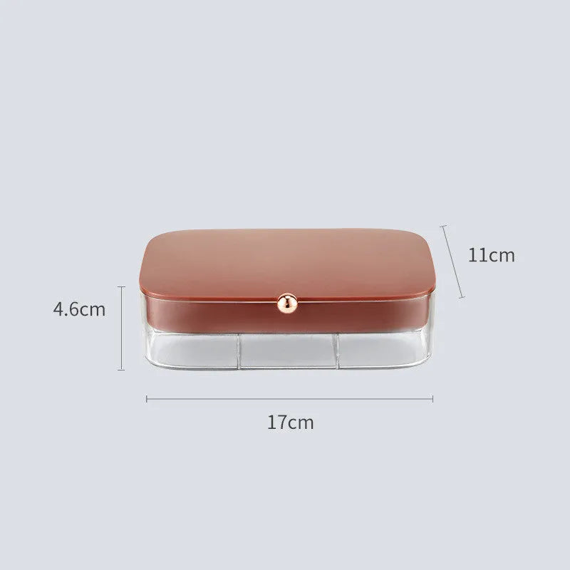 Green multi-layer jewelry storage box with organised compartments for earrings and rings