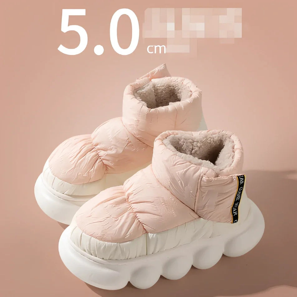 Cotton slippers with flannel uppers, artificial wool lining, and 3.5cm flat EVA soles