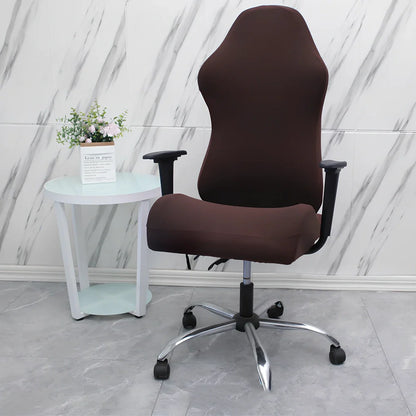 Stretch fabric gaming chair cover in navy blue colour on swivel chair