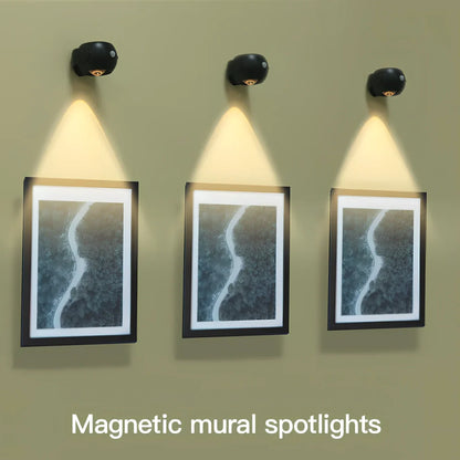 Adjustable angle human sensing wall light with rotating head and adhesive mounting for corridors