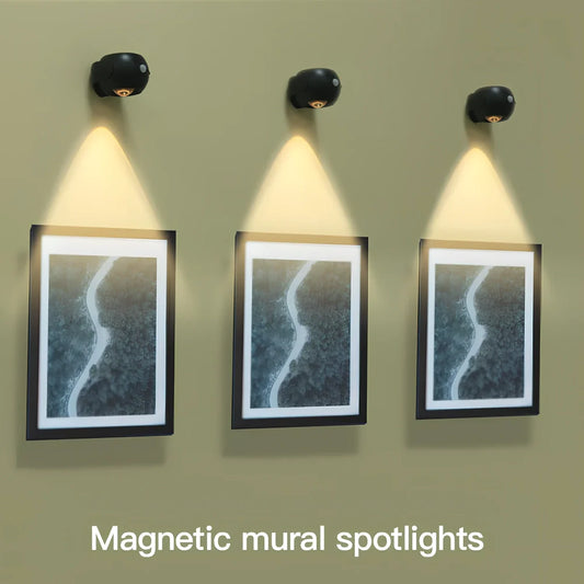 Adjustable angle human sensing wall light with rotating head and adhesive mounting for corridors