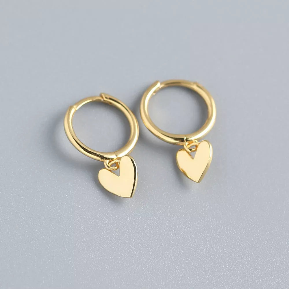 Love Heart Earrings in gold or silver finish, perfect for women's fashion accessories