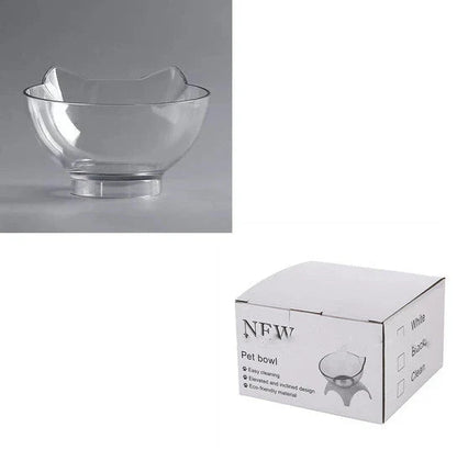 Elevated tilted double pet bowl with transparent design and adjustable stand