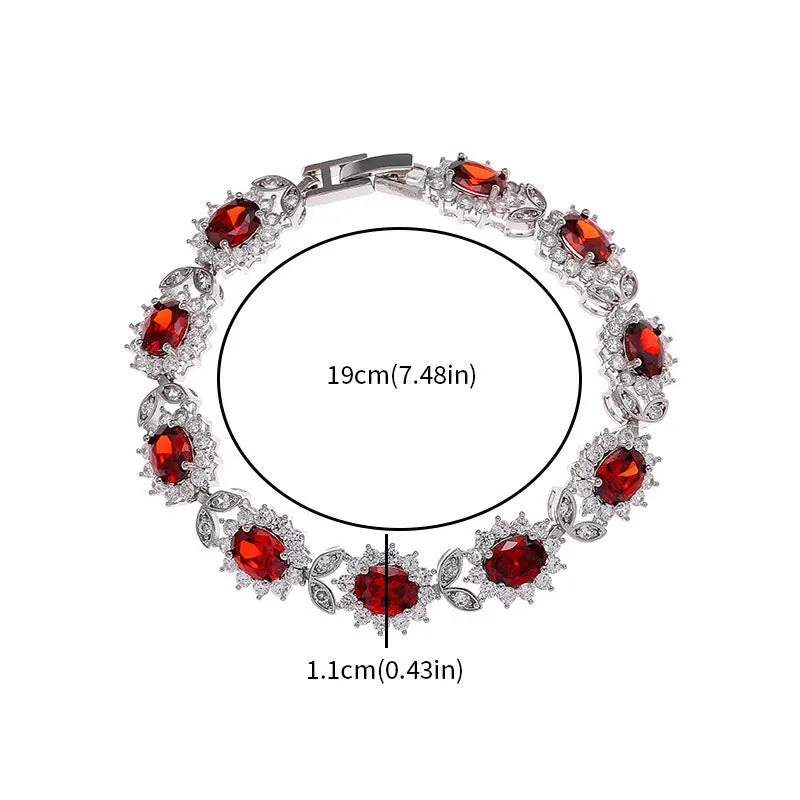 Personality Trend adjustable alloy bracelet with inlaid zircon stones in a choice of nine gemstone colours on a wrist.