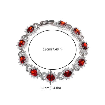 Personality Trend adjustable alloy bracelet with inlaid zircon stones in a choice of nine gemstone colours on a wrist.