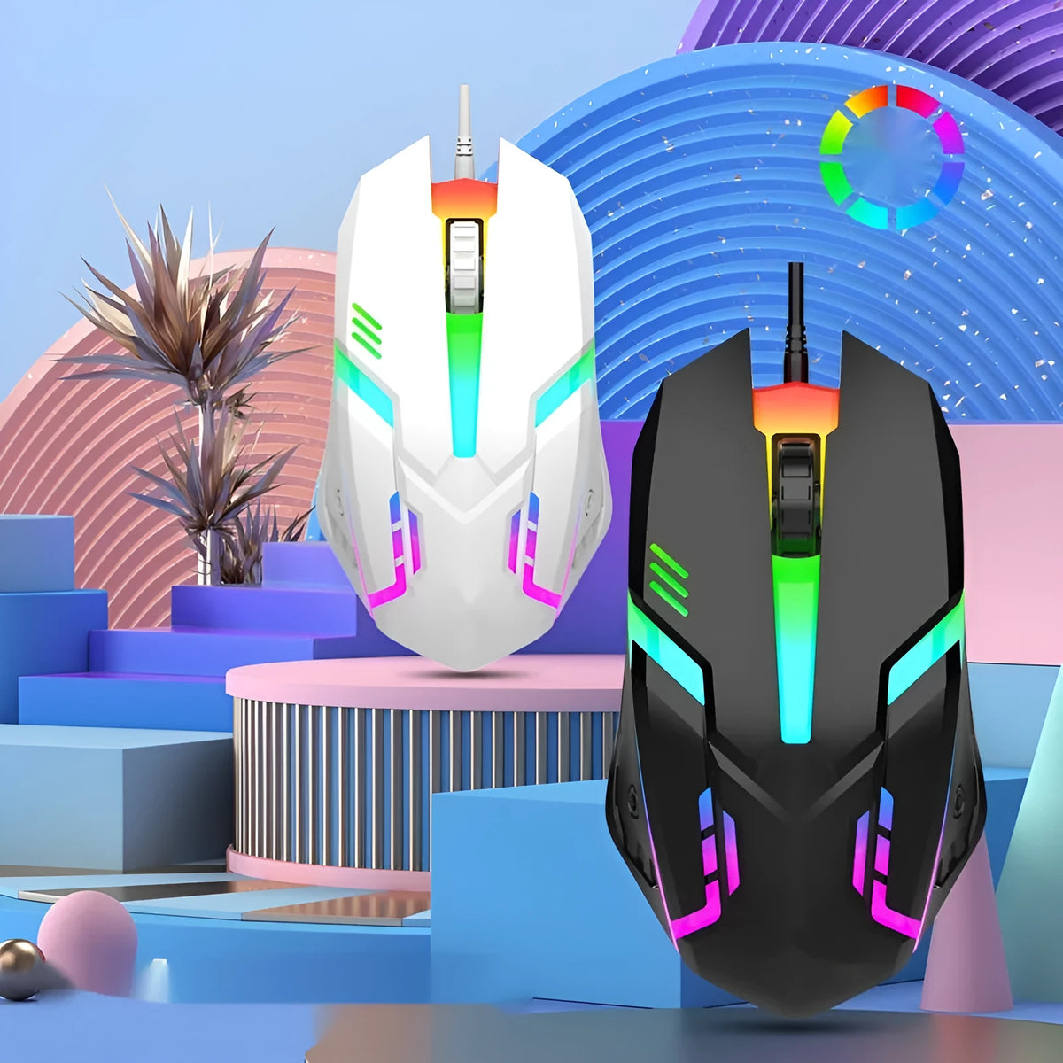 Wired USB e-sports gaming mouse in black or white, large plastic photoelectric desktop mouse