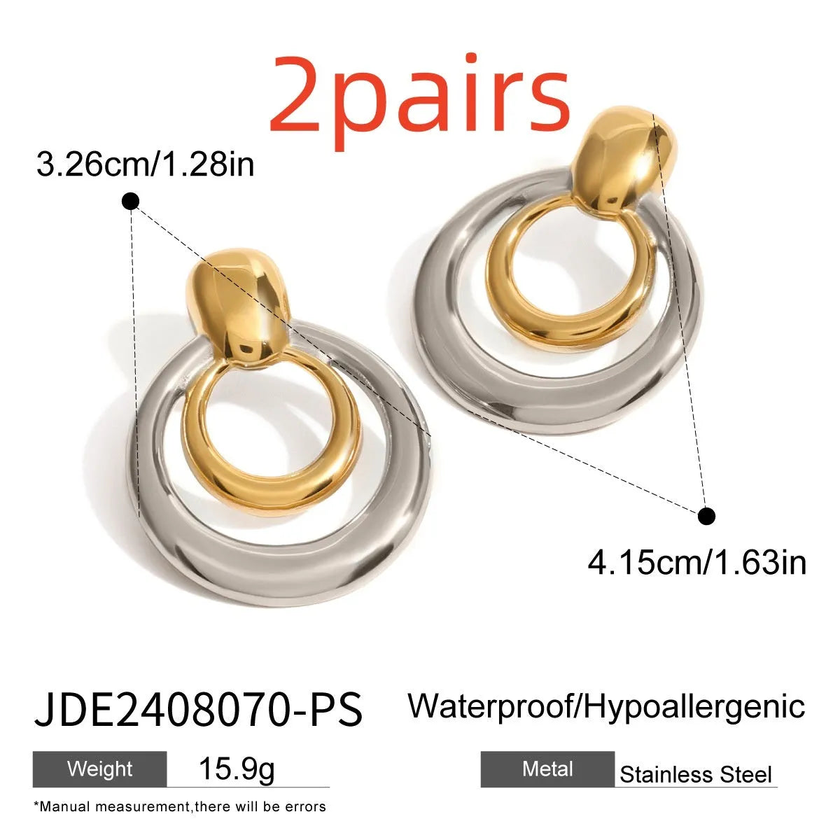 Round geometric hollow stud earrings in gold with 1.2cm diameter and centre cut-out design