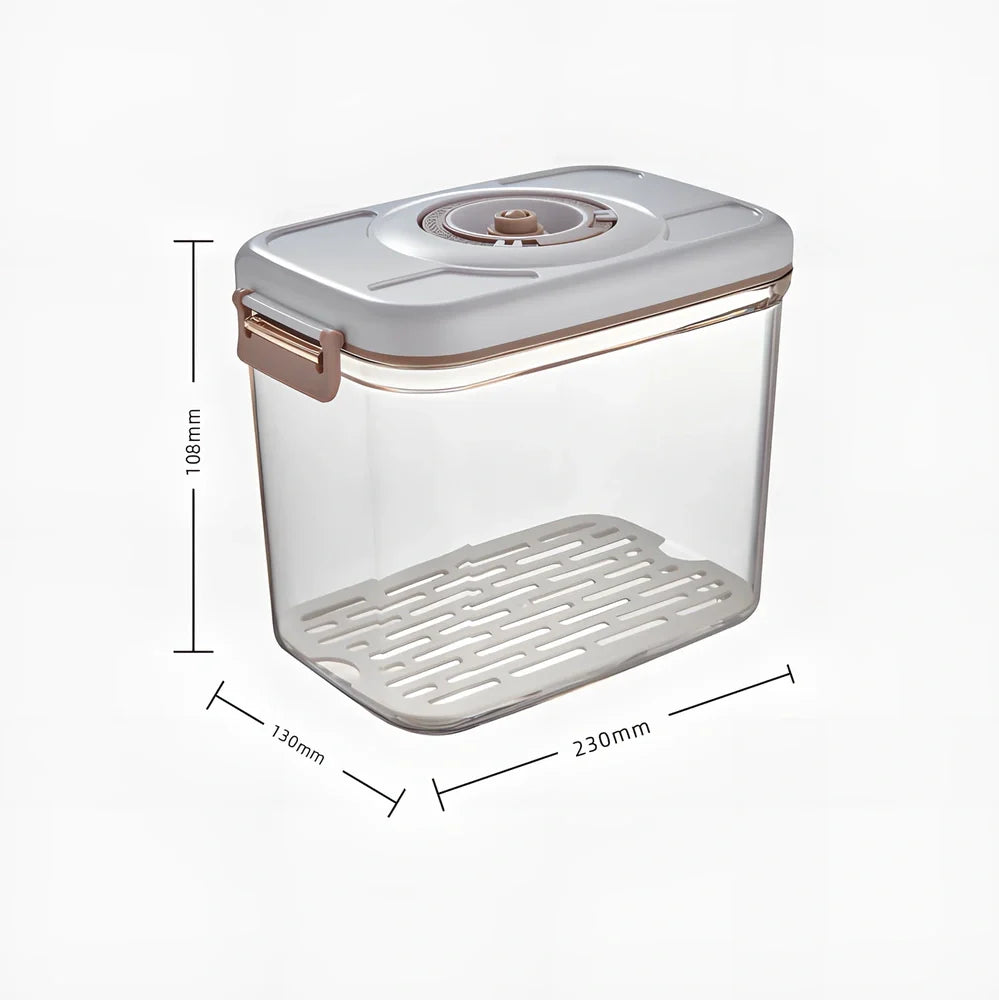 Square transparent vacuum food storage container with manual pump in 1.2L to 4.6L sizes